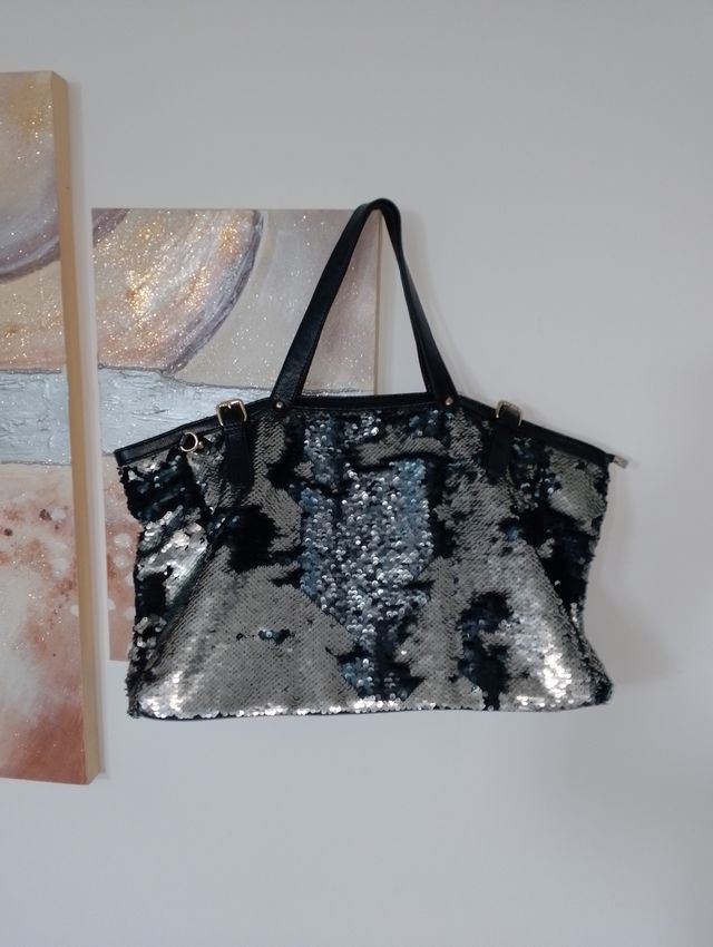 Borsa tracolla con glitter girevoli