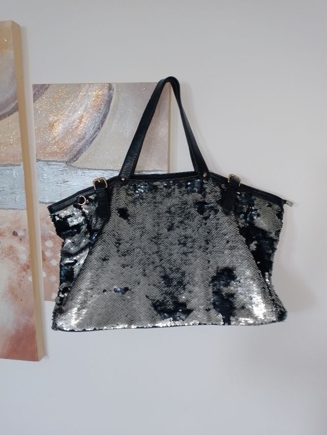Borsa tracolla con glitter girevoli