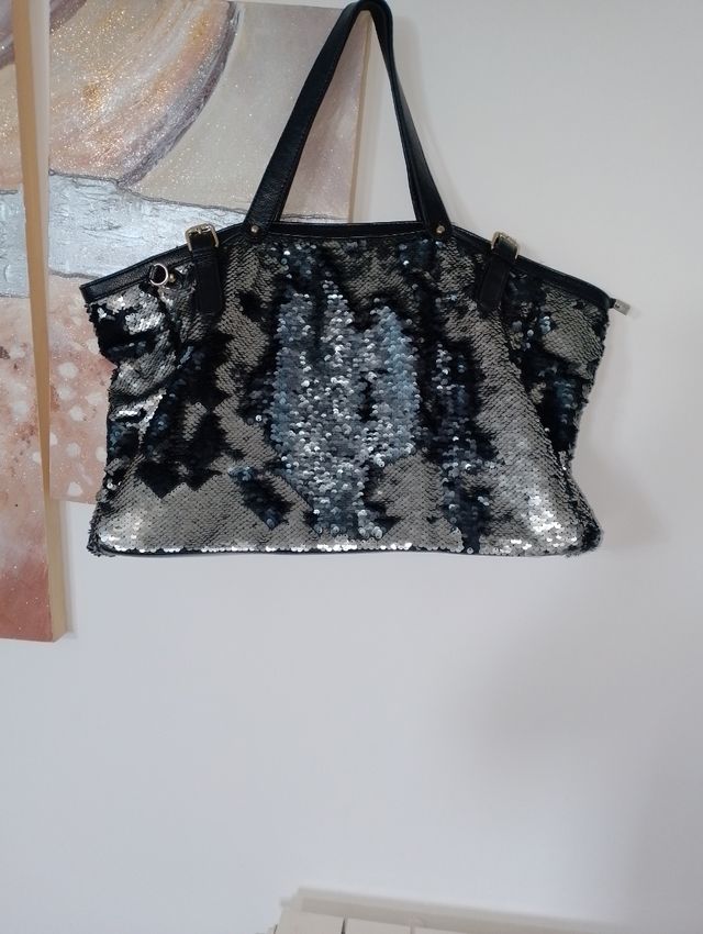 Borsa tracolla con glitter girevoli