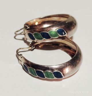 Pendiente plata esmalte vintage 
