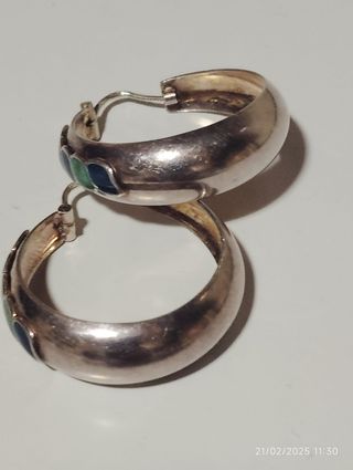 Pendiente plata esmalte vintage 