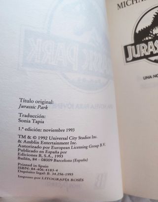 Jurassic park (novela para jovenes)