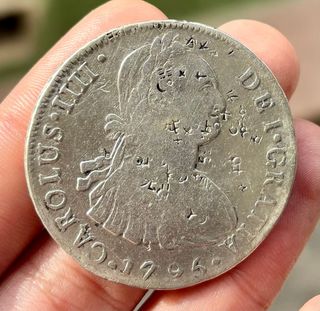 Moneda PLATA 8 Reales 1795 LIMA. CARLOS IV