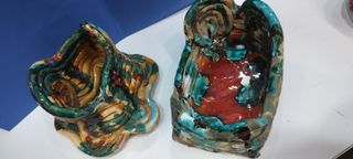 2 centritavola realizzati a mano, colorati