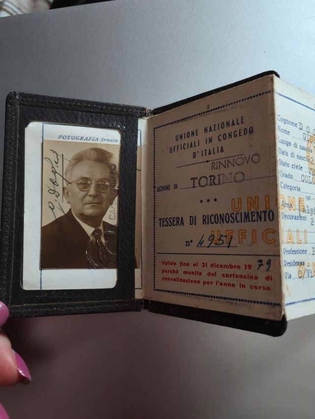 Tesserino Unione Nazionale Ufficiali in congedo