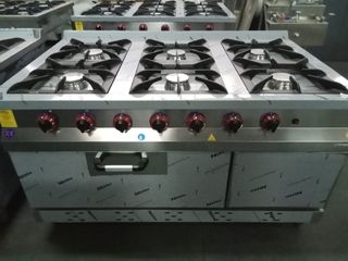 COCINA INDUSTRIAL 6 FOGONES A GAS CON HORNO