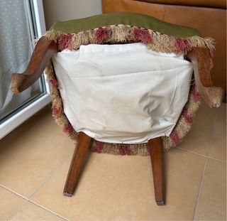 Silla de PIEL Verde VINTAGE con remaches