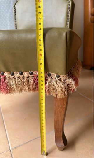 Silla de PIEL Verde VINTAGE con remaches