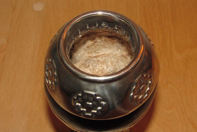 Calabaza vintage mate matera labrado cruces flores