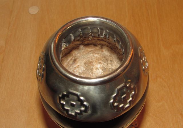 Calabaza vintage mate matera labrado cruces flores