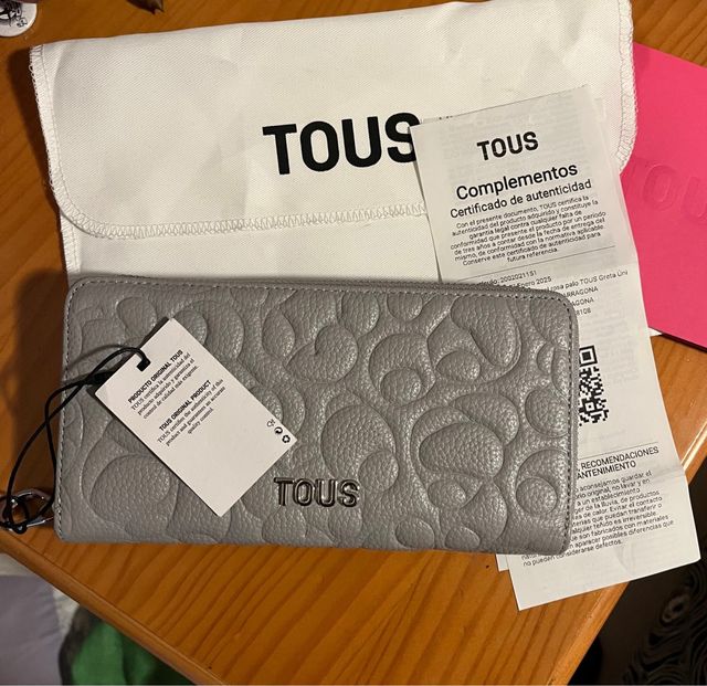 Billetera de piel gris Tous Greta