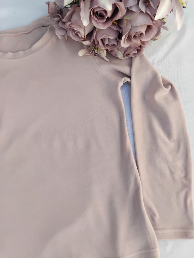 Camisola aveludada rosa suave