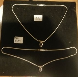 COLLAR CADENA PLATA 925 Y PIEDRA SEMI
