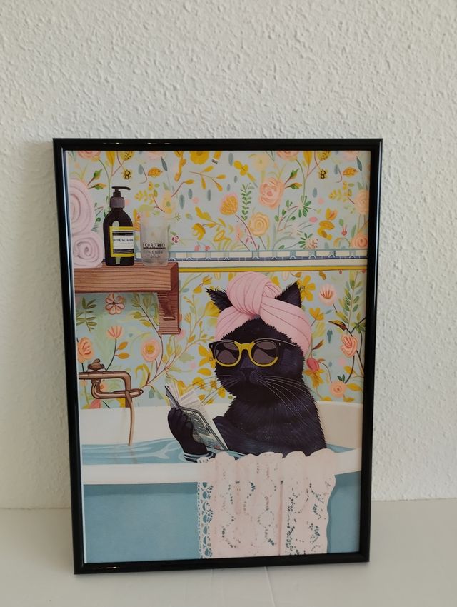 Lienzo gato en bañera