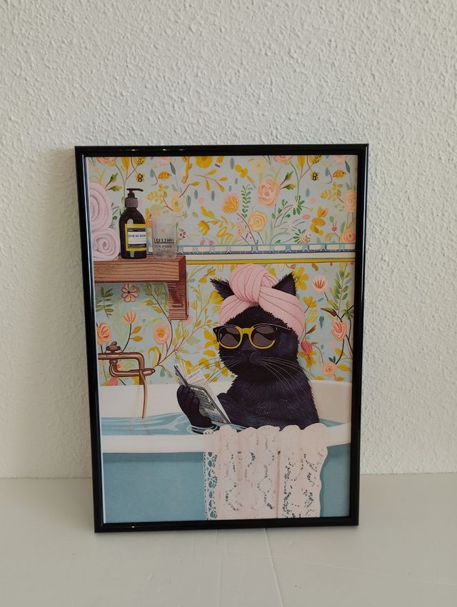 Lienzo gato en bañera