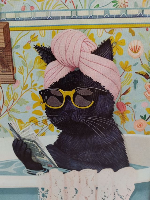 Lienzo gato en bañera