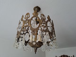 Lampadario e applique ottone e crista
