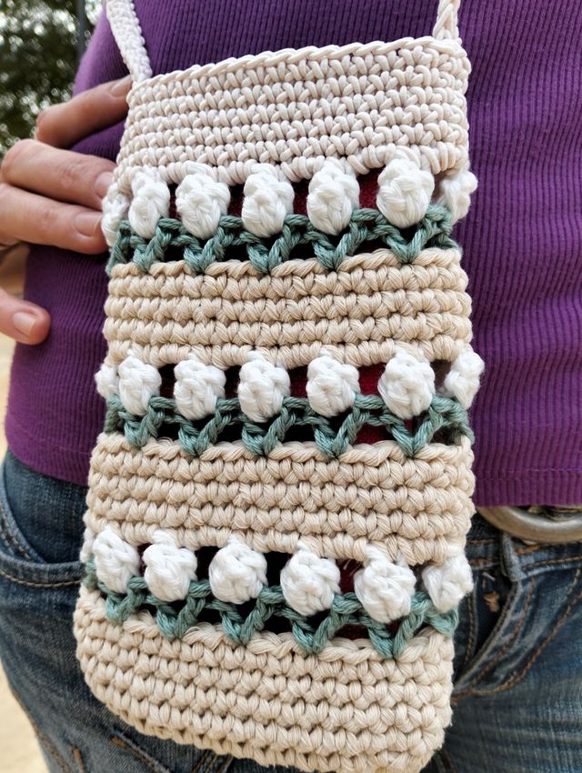 Bolsa de crochet para móvil