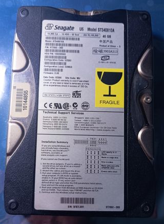 Disco Duro IDE Seagate  de 3,5" y 40Gb