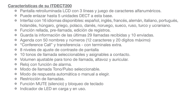 Teléfono inalámbrico Ideus ITDECT200
