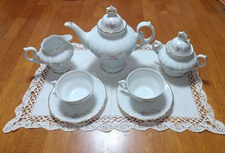 Juego de café o té fina porcelana con sello