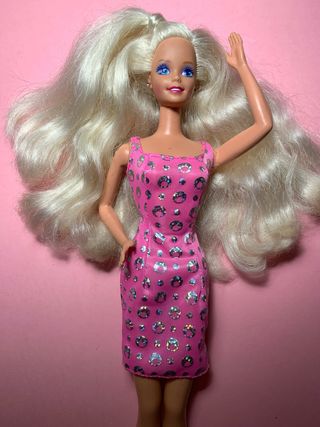 Vestido rosa fucsia circulos plateados Barbie Chic