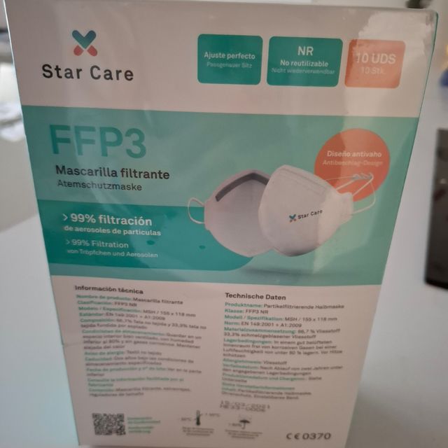 10 MASCARILLAS FFP3 STAR CARE