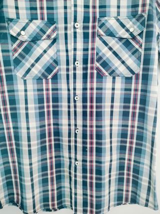 Camisa cuadros roja y azul manga corta talla S.