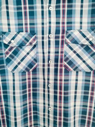 Camisa cuadros roja y azul manga corta talla S.