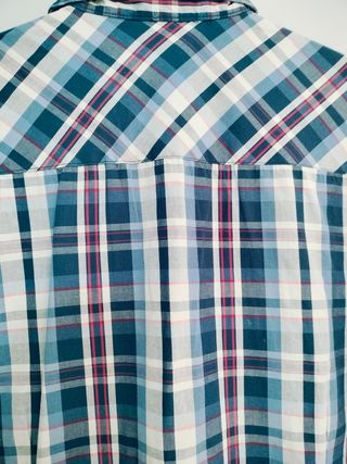 Camisa cuadros roja y azul manga corta talla S.