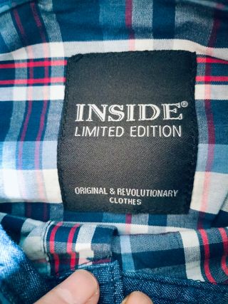 Camisa cuadros roja y azul manga corta talla S.