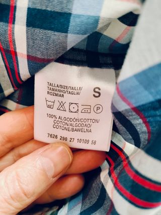 Camisa cuadros roja y azul manga corta talla S.