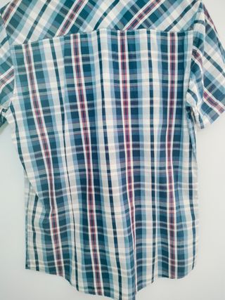 Camisa cuadros roja y azul manga corta talla S.