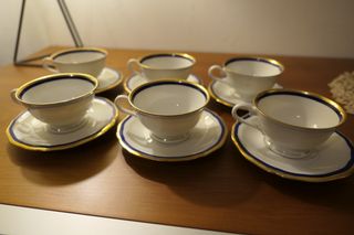 Servizio x 6 Rheinekrone bordo oro anni '30