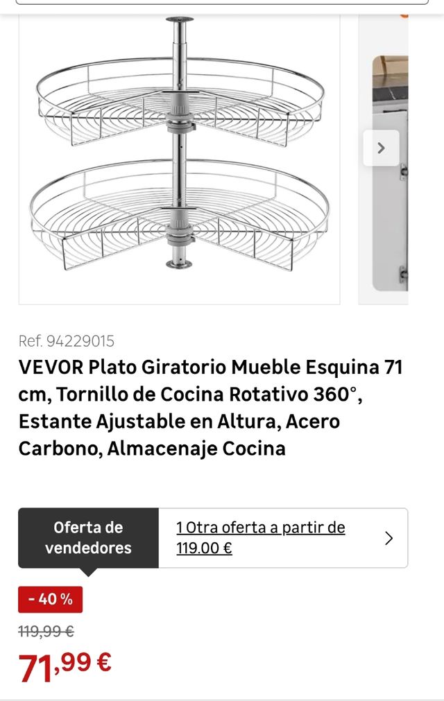 Carrusel para armario esquinero de cocina.