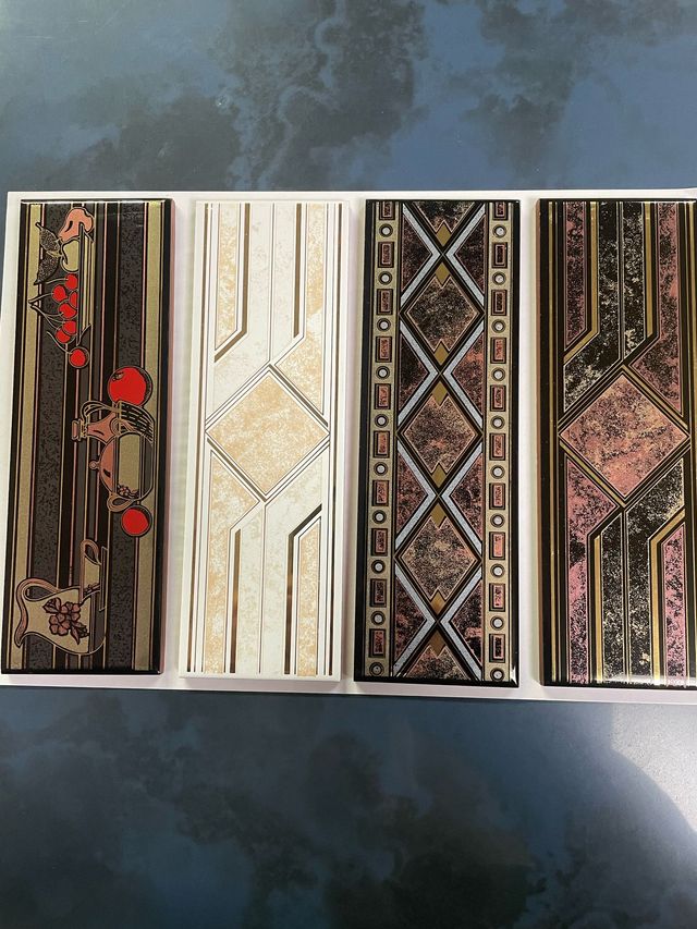 CENEFA CERAMICA 6,5X20 CM. ORO Y NEGRO (BLANCO)