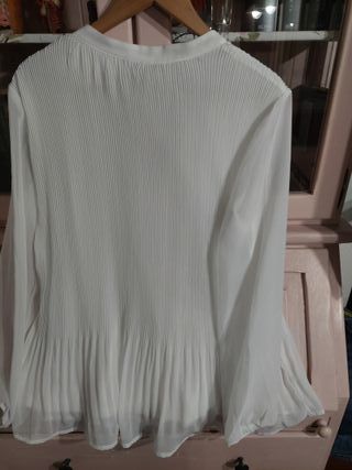 Blusa blanca plisada T XL
