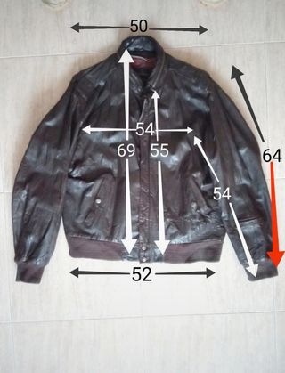 Cuero auténtico bomber L Medidas indicadas 
