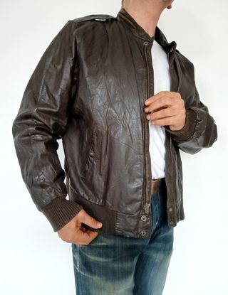 Cuero auténtico bomber L Medidas indicadas 