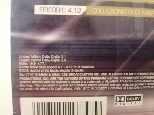 Dvd CSI Stagione 4 ep1a12 Nuovo