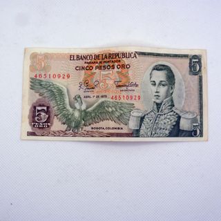 Billete 5 Pesos Oro Colombia 1979