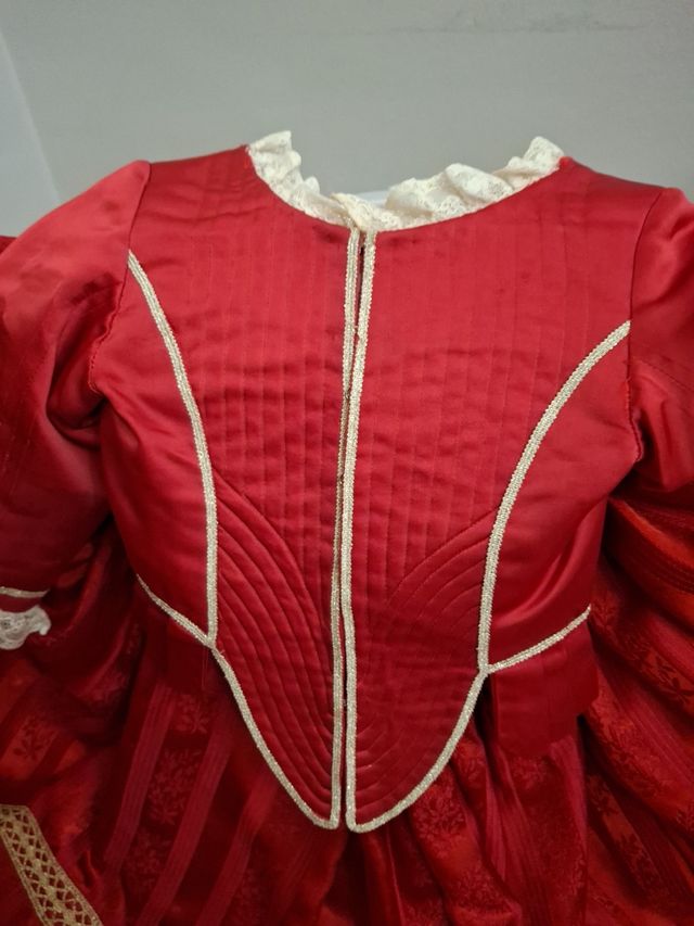 Vestido falllera niña rojo y dorado