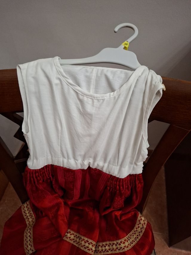 Vestido falllera niña rojo y dorado
