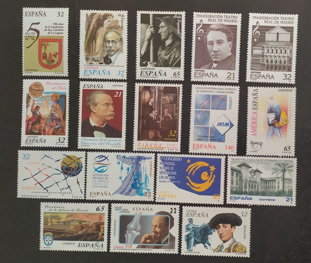 sellos nuevos de ESPAÑA año 1997,  a facial