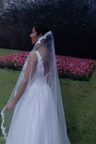 Velo Novia Blanco Encaje 2,5 Largo x 2 m