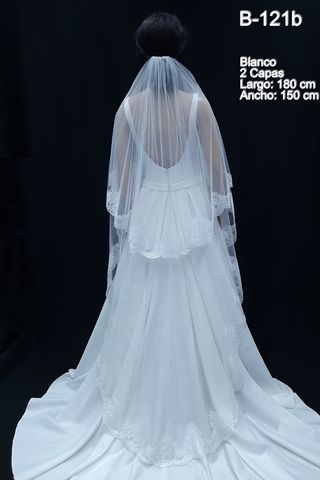 Velo Novia 2 Capas Encaje Blanco 1,8 m