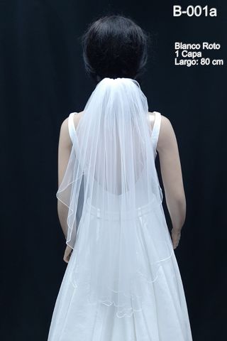Velo Novia Corto Blanco Roto Liso 80cm