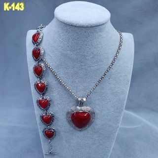 Collar y Pulsera Vintage Pedrería Roja.