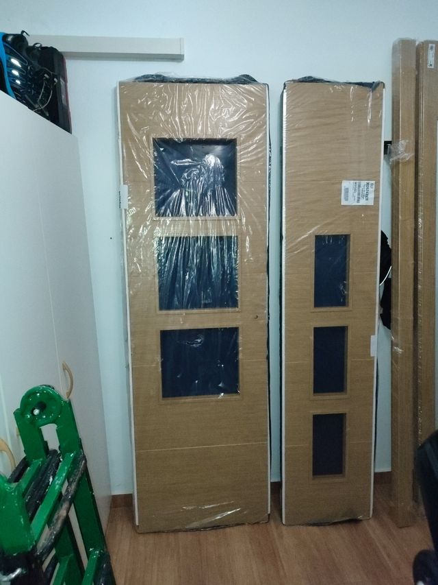 Puerta en block madera maciza roble miel 