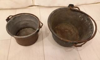 Coppia Tegami Pentole Rame Antichi Set Fine '800